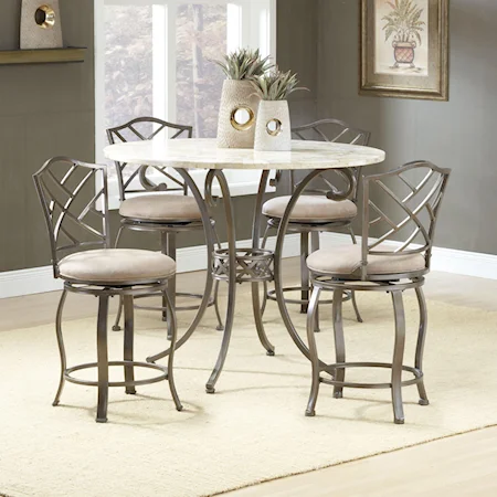 Five Piece Counter Height Dining Set with Hanover Stools